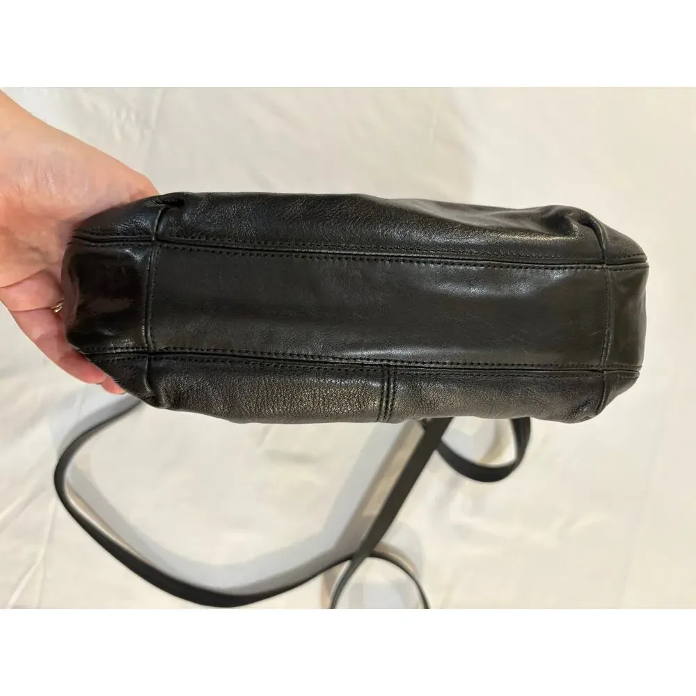 COACH Ashley Hippie Black Leather Double Strap Purse Shoulder Bag